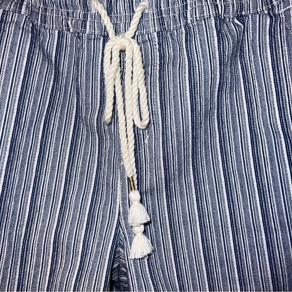 LOFT Navy Striped High Waist Shorts - Picture 3 of 8